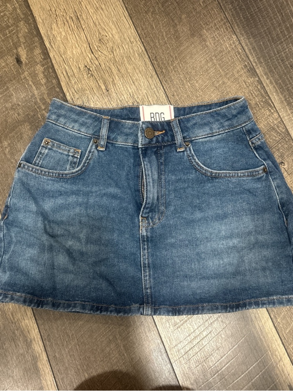 BDG Denim Mini Skirt in Medium Wash Blue
